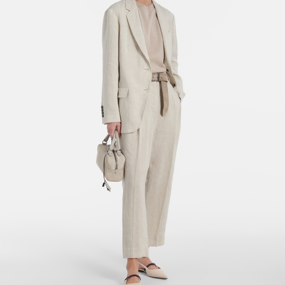 BRUNELLO CUCINELLI Linen-blend straight pants